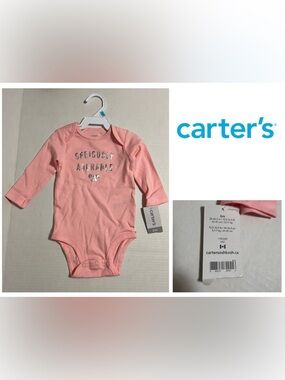 🆕CARTER’S - 6M - NWT - INFANT GIRLS PINK SILVER BODYSUIT / ONESIE